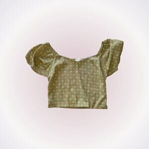Monteau sweetheart neckline off the shoulder sage green crop top | Sz M